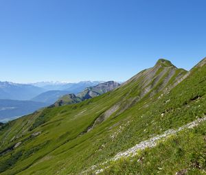 Preview wallpaper mountains, grass, landscape, mountain range