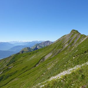 Preview wallpaper mountains, grass, landscape, mountain range