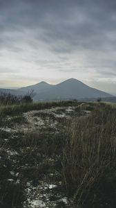 Preview wallpaper mountains, grass, path, distance