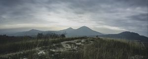 Preview wallpaper mountains, grass, path, distance