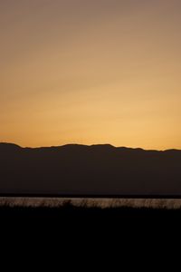 Preview wallpaper mountains, grass, river, twilight, silhouettes