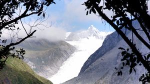 Preview wallpaper mountains, grass, slope, snow