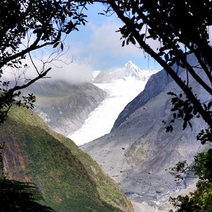 Preview wallpaper mountains, grass, slope, snow