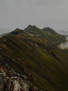 Preview wallpaper mountains, grass, stones, top