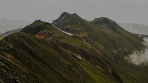 Preview wallpaper mountains, grass, stones, top