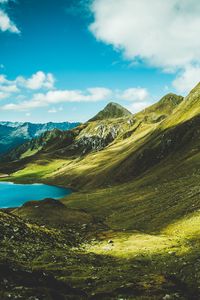 Preview wallpaper mountains, grass, summer