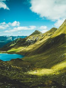 Preview wallpaper mountains, grass, summer
