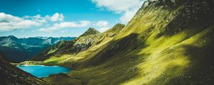 Preview wallpaper mountains, grass, summer