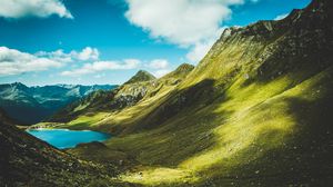 Preview wallpaper mountains, grass, summer