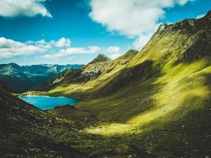 Preview wallpaper mountains, grass, summer
