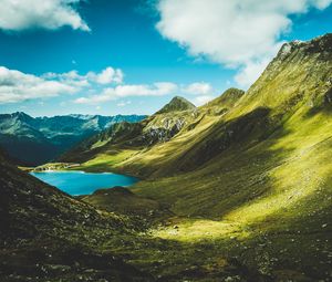 Preview wallpaper mountains, grass, summer