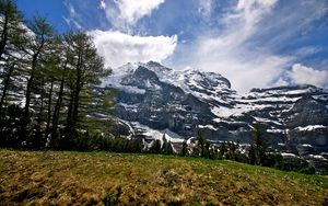 Preview wallpaper mountains, grass, top, sky