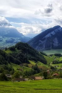 Preview wallpaper mountains, grass, top, piedmont