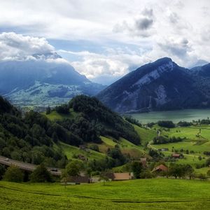 Preview wallpaper mountains, grass, top, piedmont