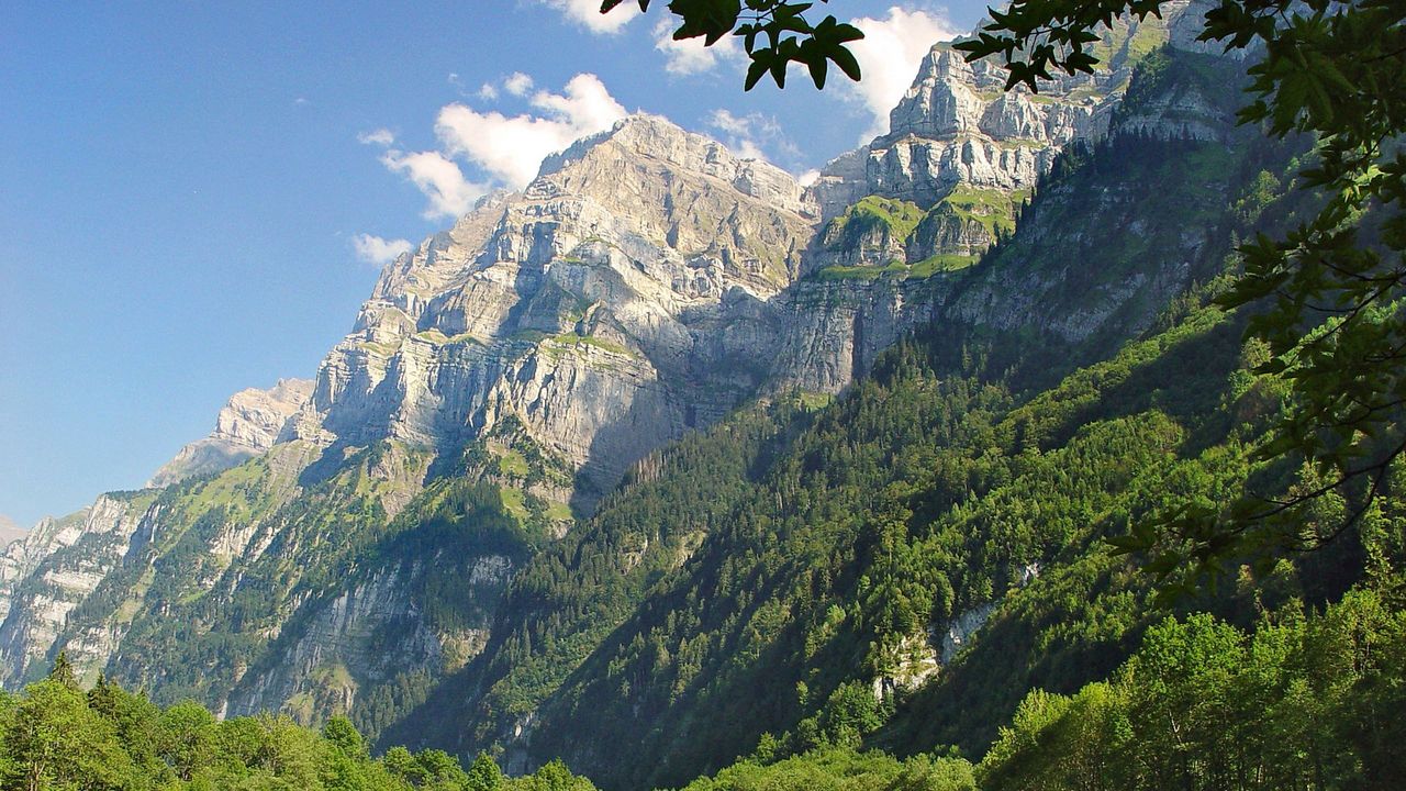 Wallpaper mountains, grass, trees, greenery