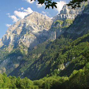 Preview wallpaper mountains, grass, trees, greenery