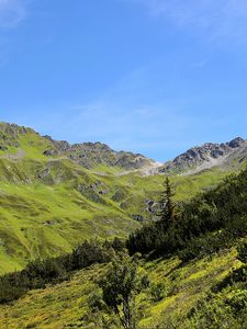 Preview wallpaper mountains, grass, tyrol, panorama