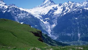 Preview wallpaper mountains, height, break, meadow, distance, greens