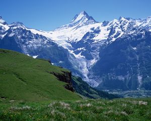 Preview wallpaper mountains, height, break, meadow, distance, greens