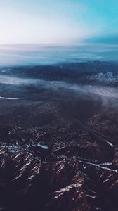 Preview wallpaper mountains, height, clouds, tops, aerial view