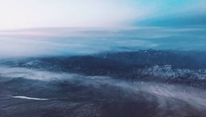 Preview wallpaper mountains, height, clouds, tops, aerial view