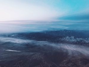 Preview wallpaper mountains, height, clouds, tops, aerial view