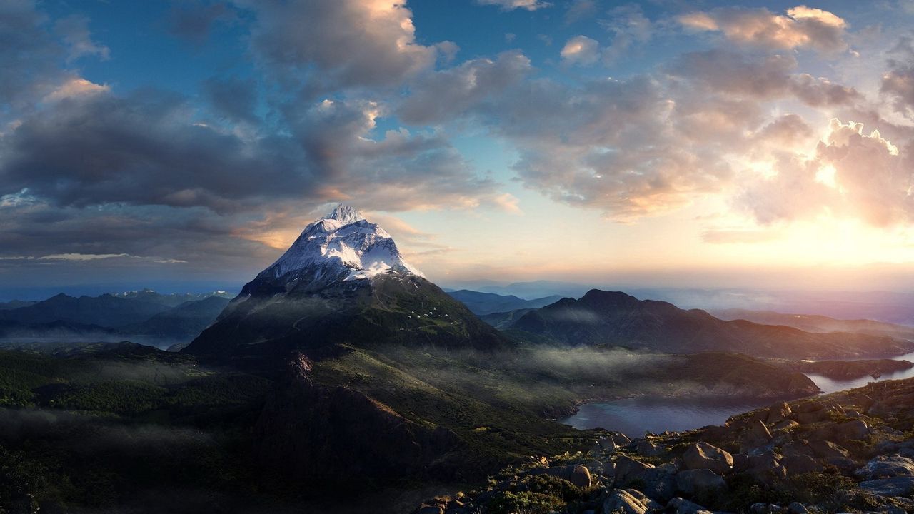 Wallpaper mountains, height, clouds, tranquillity