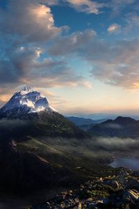 Preview wallpaper mountains, height, clouds, tranquillity