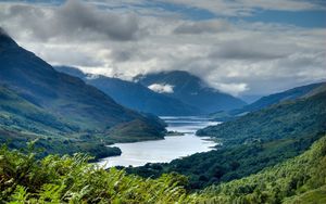Preview wallpaper mountains, height, scotland, lake, picturesque, sky