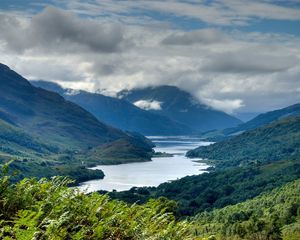 Preview wallpaper mountains, height, scotland, lake, picturesque, sky