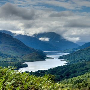 Preview wallpaper mountains, height, scotland, lake, picturesque, sky