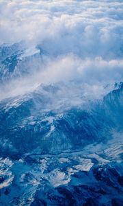 Preview wallpaper mountains, height, tops, snow, clouds, relief