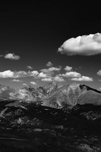 Preview wallpaper mountains, hill, clouds, field, bw