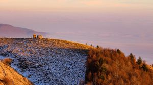 Preview wallpaper mountains, hill, fog, peak, height