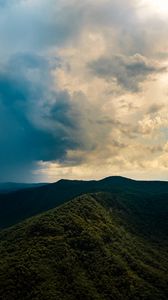 Preview wallpaper mountains, hill, trees, clouds