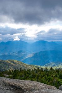 Preview wallpaper mountains, hills, clouds, landscape, forest, trees