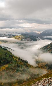 Preview wallpaper mountains, hills, clouds, view, nature