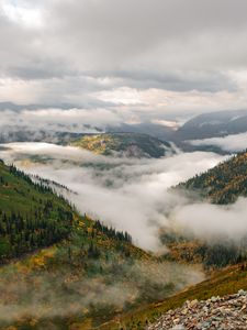 Preview wallpaper mountains, hills, clouds, view, nature