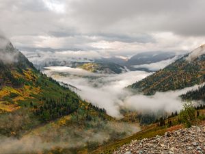 Preview wallpaper mountains, hills, clouds, view, nature