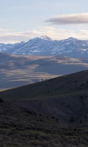 Preview wallpaper mountains, hills, clouds, shadow, view, nature