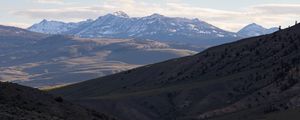 Preview wallpaper mountains, hills, clouds, shadow, view, nature