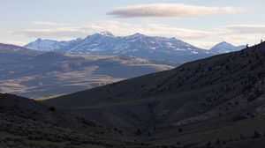 Preview wallpaper mountains, hills, clouds, shadow, view, nature