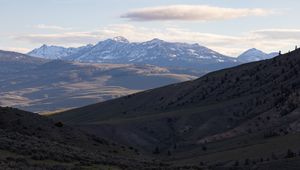 Preview wallpaper mountains, hills, clouds, shadow, view, nature