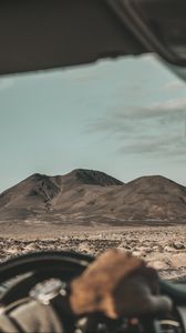 Preview wallpaper mountains, hills, desert, landscape, first person