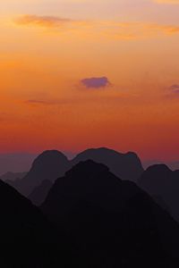 Preview wallpaper mountains, hills, distance, sunset, sky