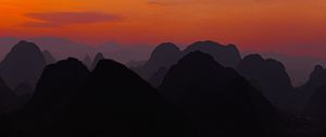 Preview wallpaper mountains, hills, distance, sunset, sky