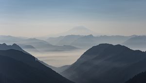 Preview wallpaper mountains, hills, fog, dark