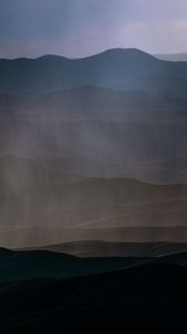 Preview wallpaper mountains, hills, fog, landscape, dark
