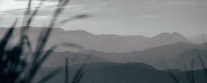 Preview wallpaper mountains, hills, fog, grass, landscape