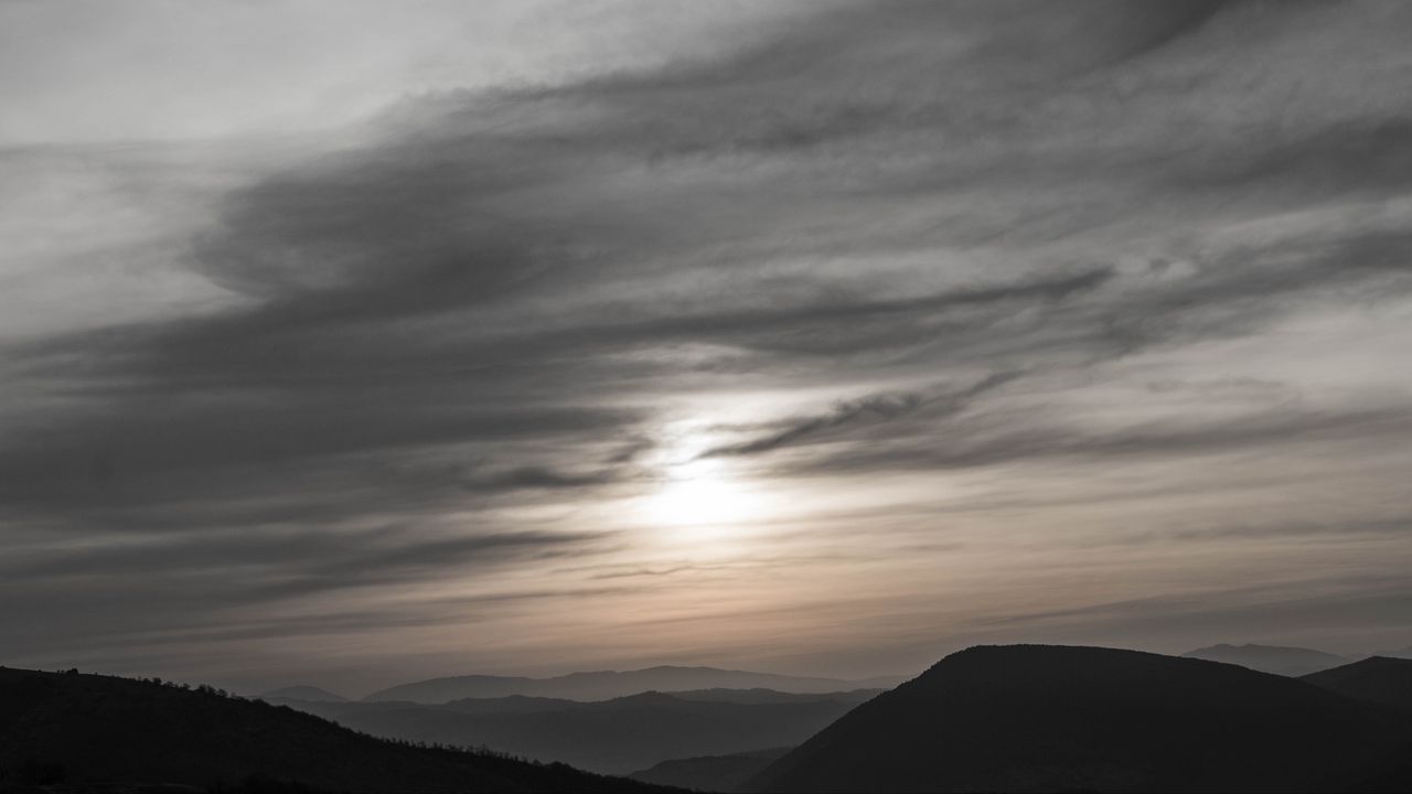 Wallpaper mountains, hills, fog, dusk, landscape
